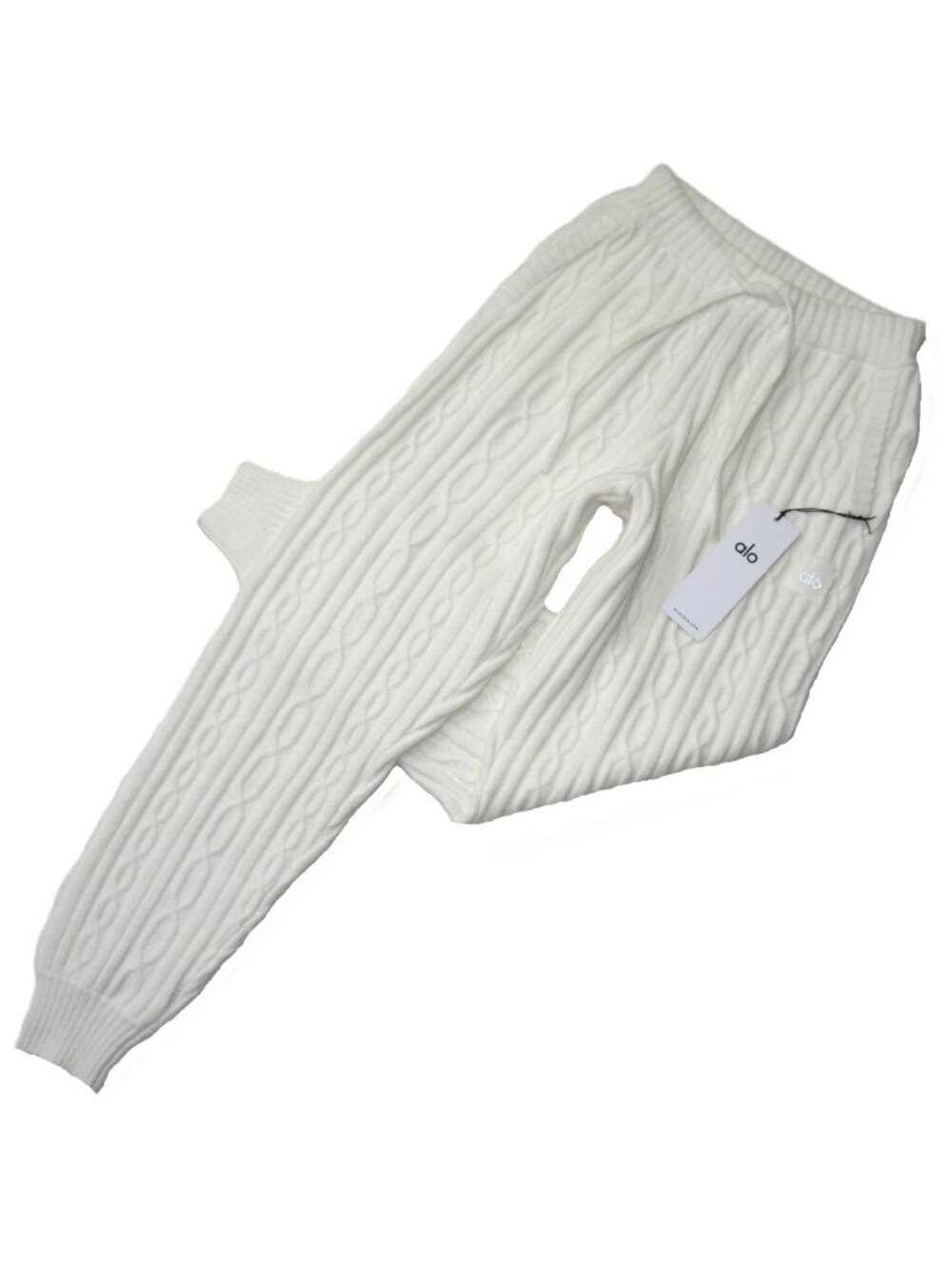 NWT Alo Yoga Cable Knit Winter Bliss Pant in Ivory Sweater Pants XS